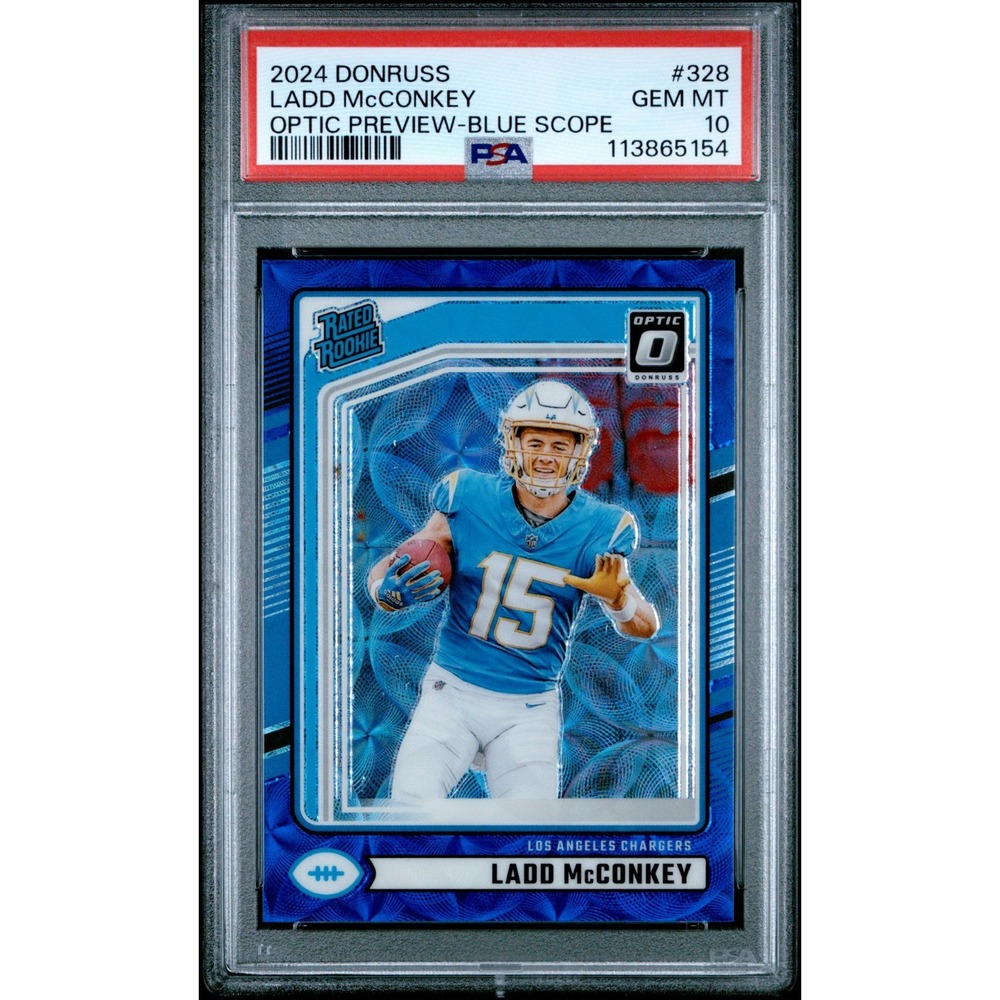 2024 DONRUSS OPTIC PREVIEW BLUE SCOPE #328 LADD MCCONKEY PSA 10 Gem RC Rookie